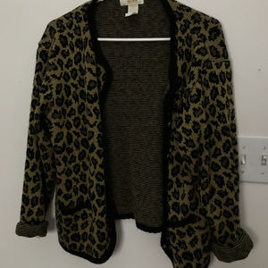 Leopard Print Cardigan Sweater M